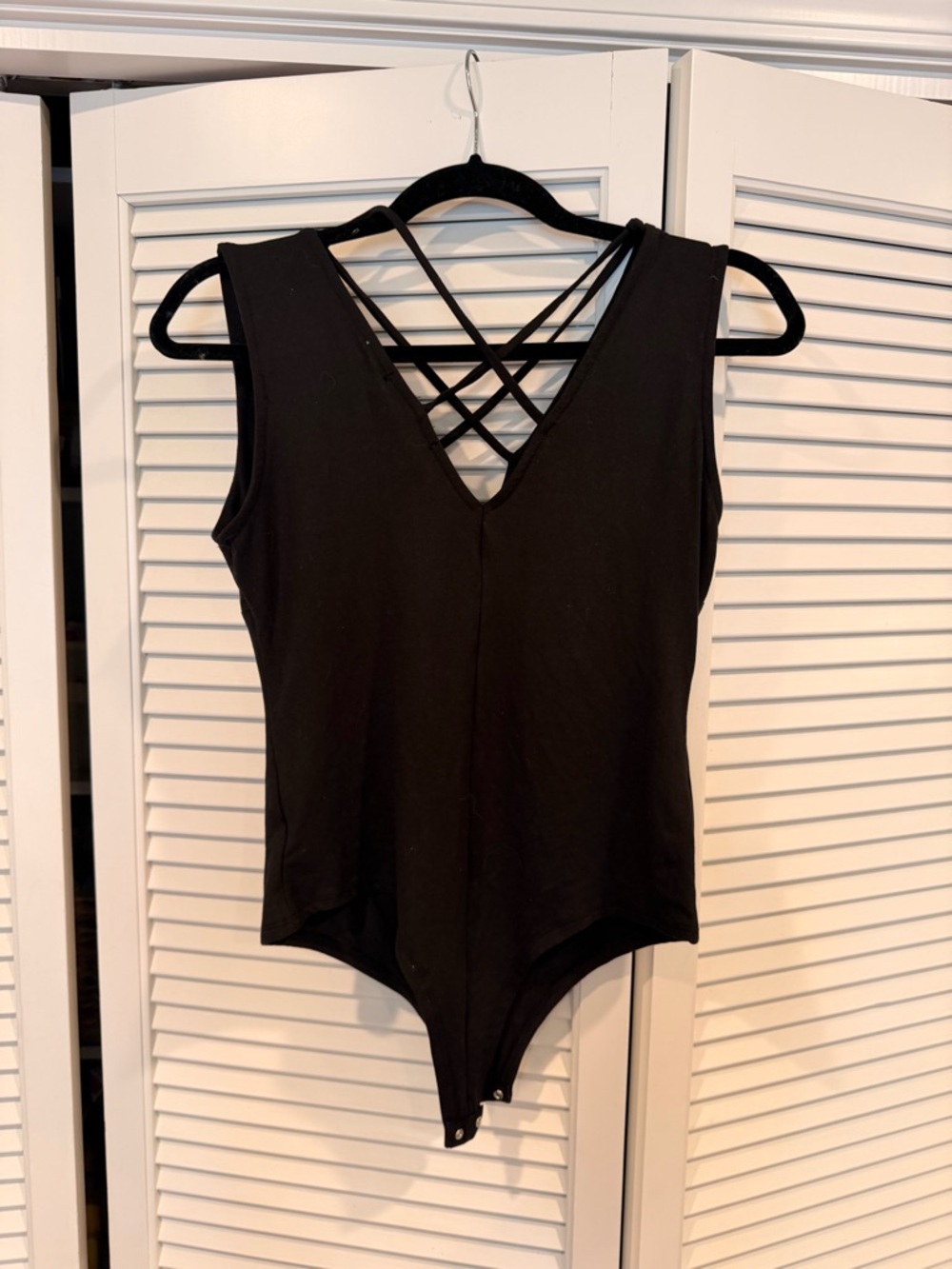 Lulu's Black Strappy Crisscross Back Bodysuit